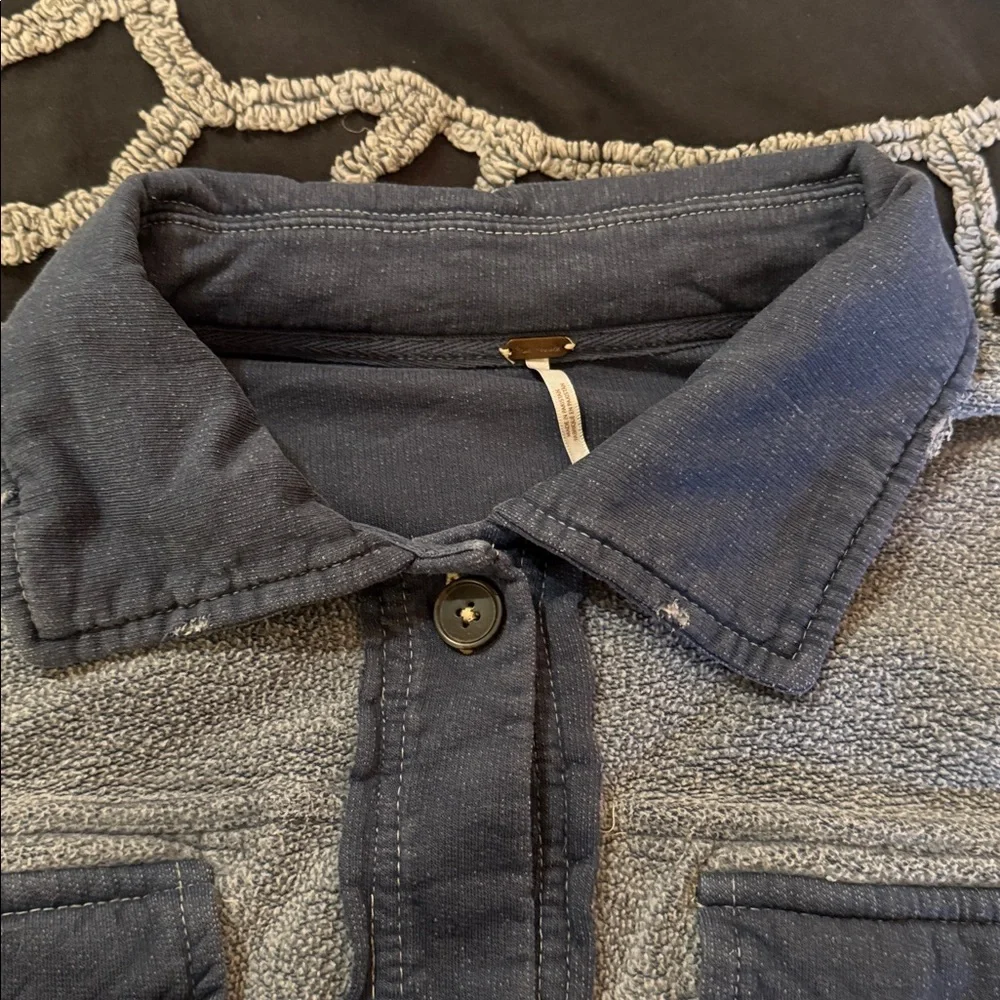 Free People Blue Sherpa Jean Jacket - Picture 4 of 8